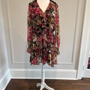 Ted Baker Floral faux wrap Dress with tie